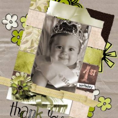 1st Birthday Thank You Card