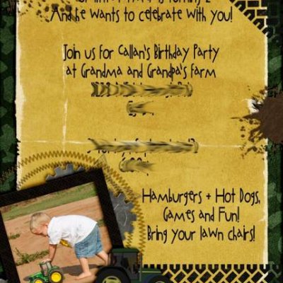 Tractor Birthday Invitation