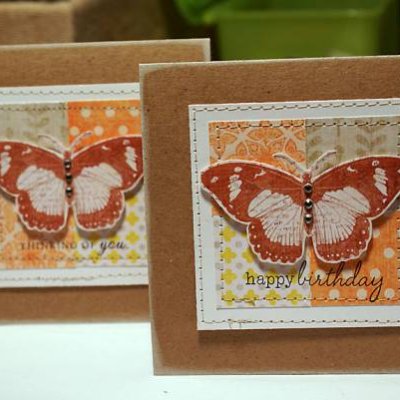 rustic butterfly patchwork cards