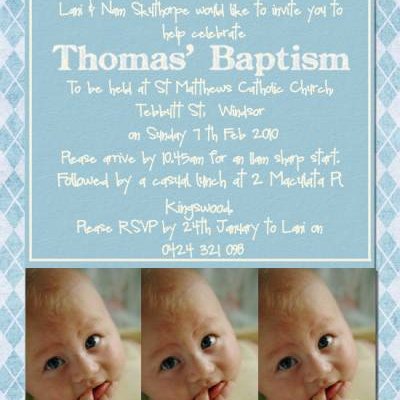 Thomas' baptism invitation