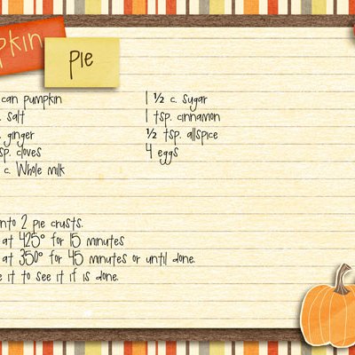 Pumpkin Pie Recipe