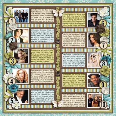 Music favourites (right page)