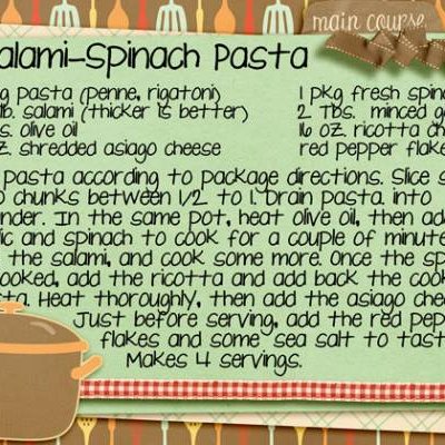 Salami Spinach Pasta