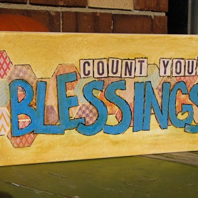 Count Your Blessings mixed media canvas