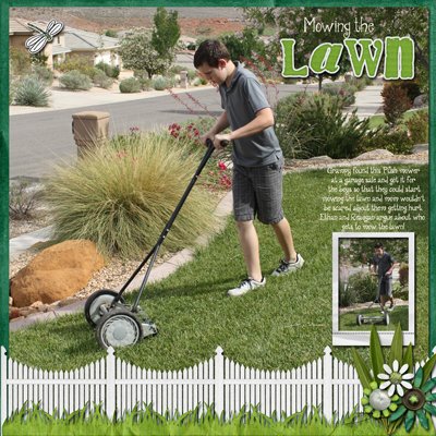 mowing the lawn