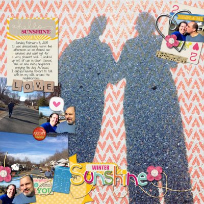 Bingo Challenge: photograph my shadow and scrap it -- Winter Sunshine