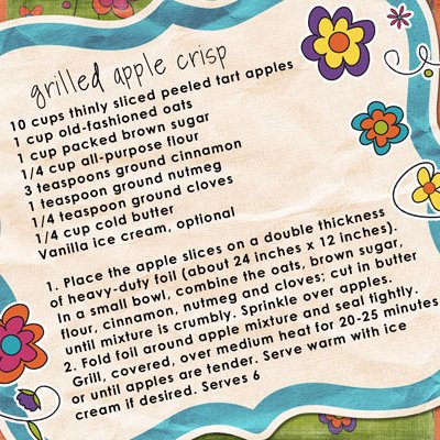 grilled apple crisp recipe card