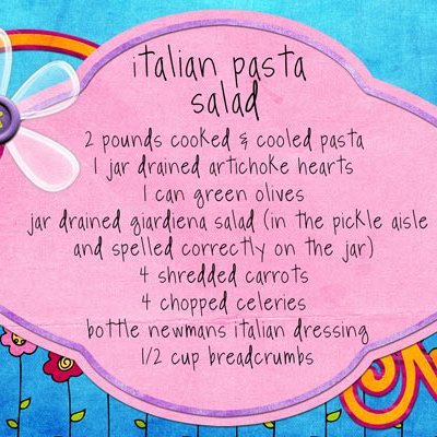 italian pasta salad recipe card