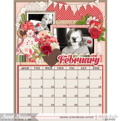 Feb wall calendar