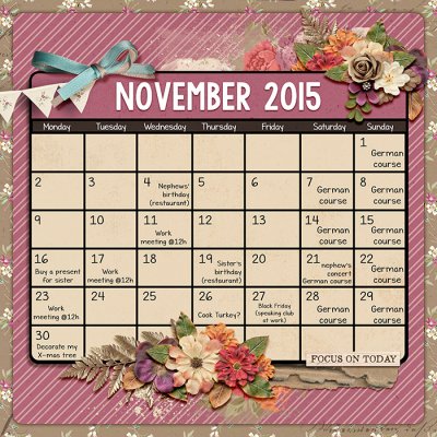 Bingo Nov 2015 - Calendar