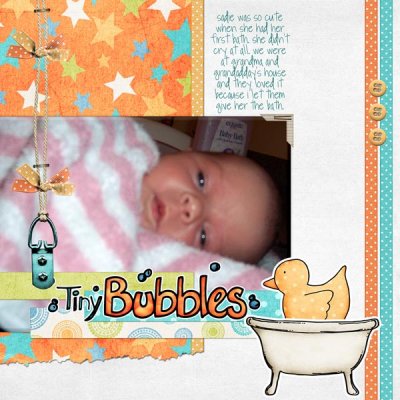 Sadie's first bath