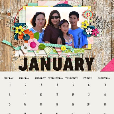 jan 2017 calendar