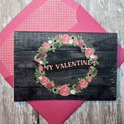 Valentine Wreath Card with matching envi