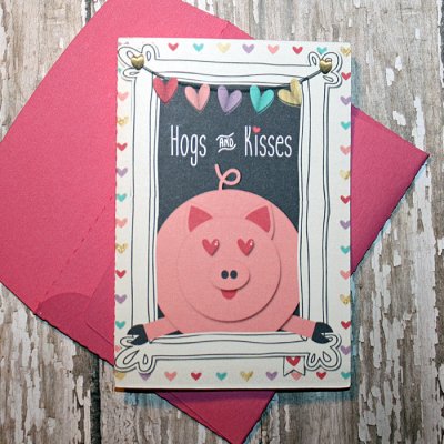 Hogs and Kisses Valentine card