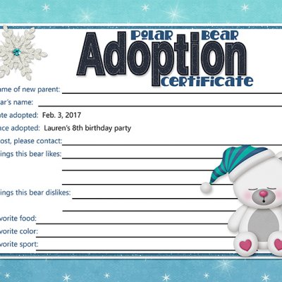 Polar Bear Adoption Certificate