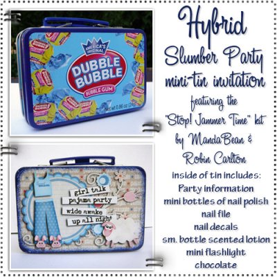 Hybrid - mini tin Slumber Party invitation