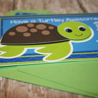 up close Turtley Awesome Birthday card