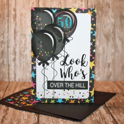 Over The Hill Birthday Card with matching envie