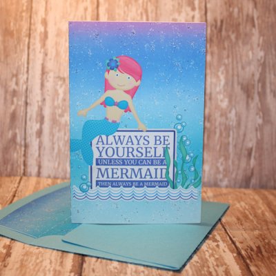 Mermaid card with matching envelope