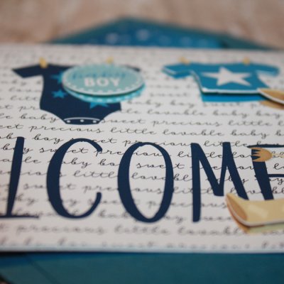 Welcome Baby clothes line with matching envie