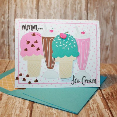 Ice Cream Gift Card Holder with matching envie