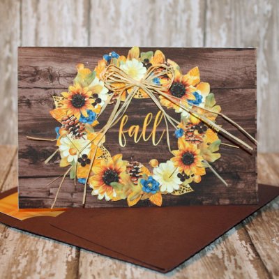 Season of Change wreath card w/matching envie