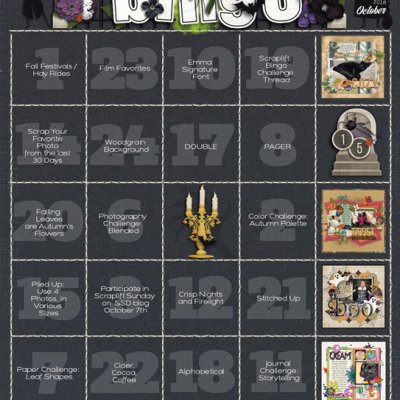 October 2018 Bingo Card