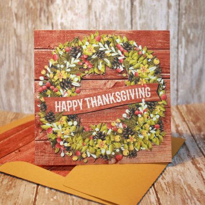 Happy Thanksgiving Wreath Cards