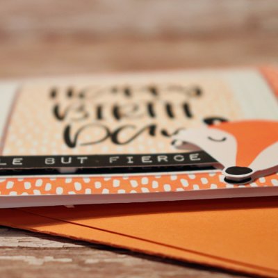 Birthday Card Fox with matching envie|details