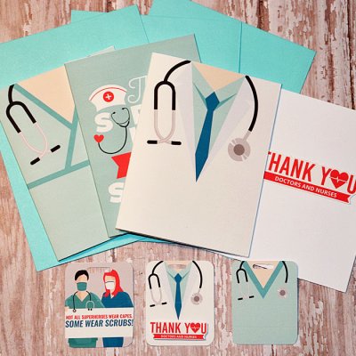 Health Care Thank You cards and gift tags