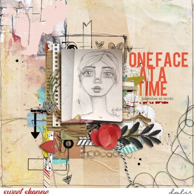 One face at a time - Aug 17 - Make a page inspired by a sketch