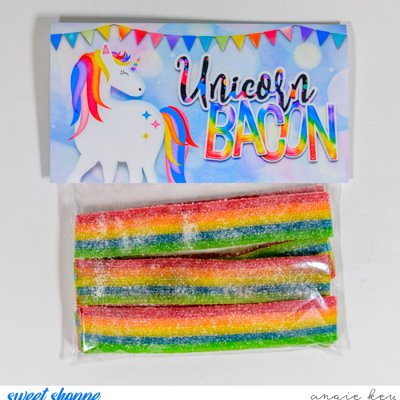 Unicorn Bacon Treat Bag Topper
