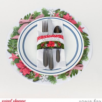 Christmas Table Set: Napkin Band & Plate Charger