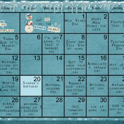 January hybrid calendar page