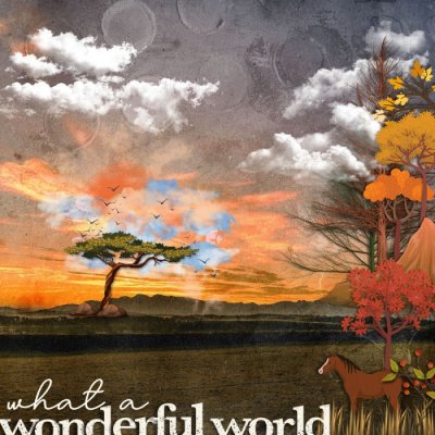 Photo-less landscape w elements & papers