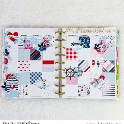 August monthly spread (hybrid planner pages)