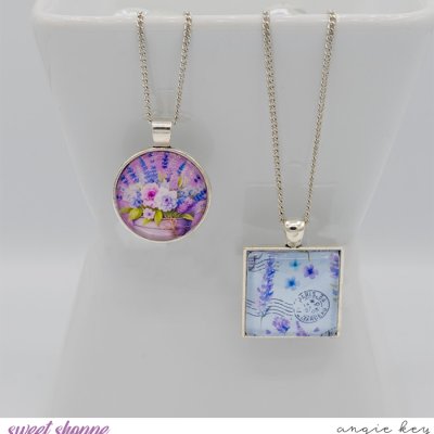 Lavender Necklace Pendant Set