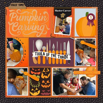 October 2025 - first time pumpkin carving - left