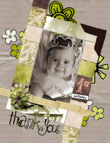 1st Birthday Thank You Card