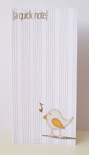{a quick note} card