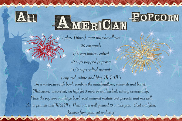 All American Popcorn Recipe Card