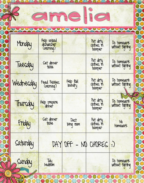 Amelia's Chore Chart
