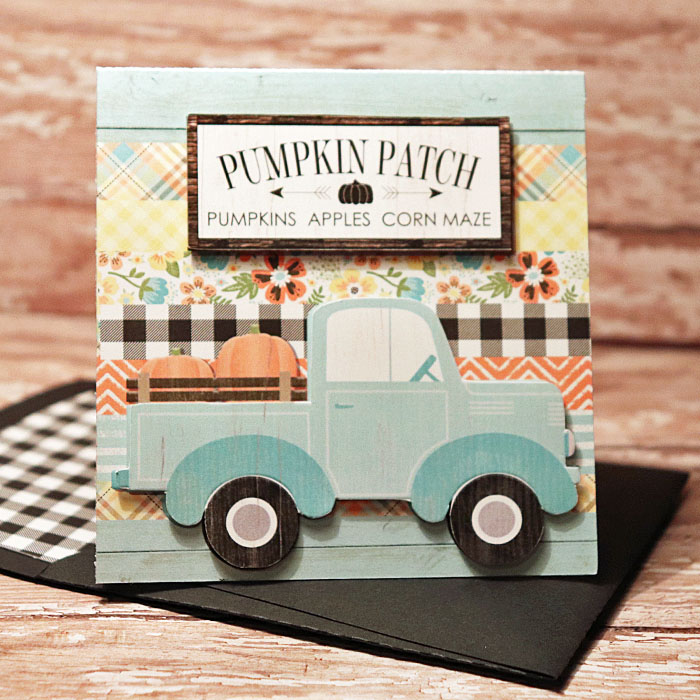 Autumn Market card with matching envie