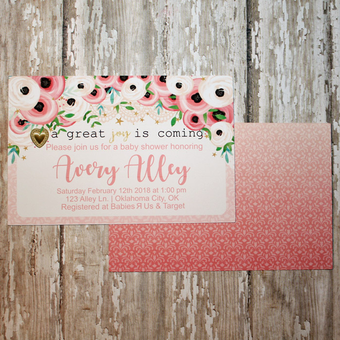 Baby Shower card front and back view