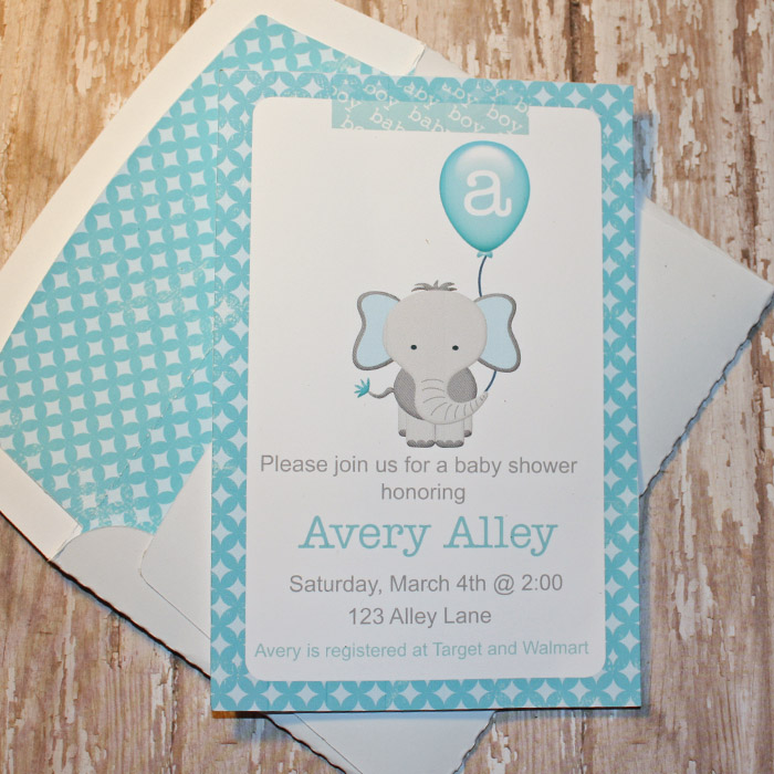 Baby shower invite with matching envelope