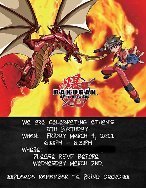 Bakugan Birthday Invite