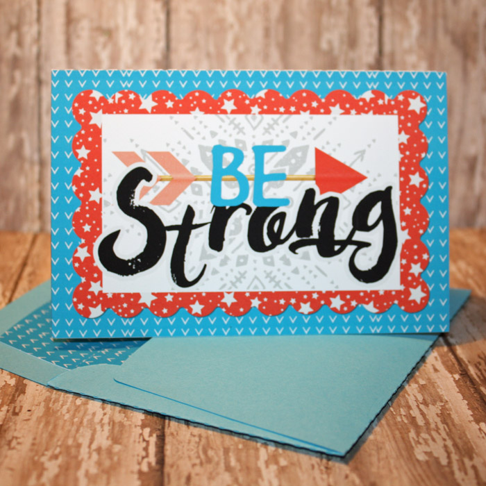 Be Strong card with matching envie