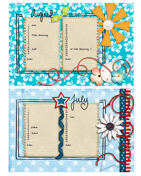Birthday Book 2011 - July & August