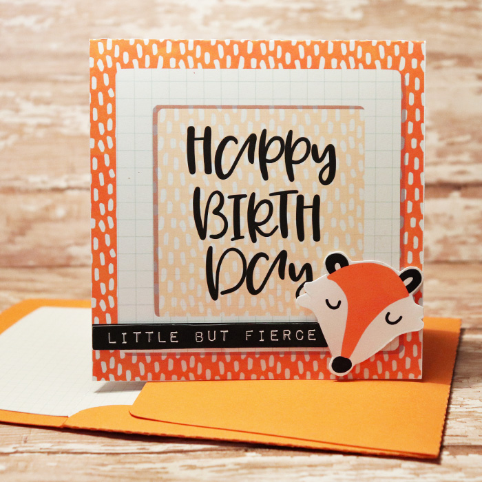 Birthday Card Fox with matching envie