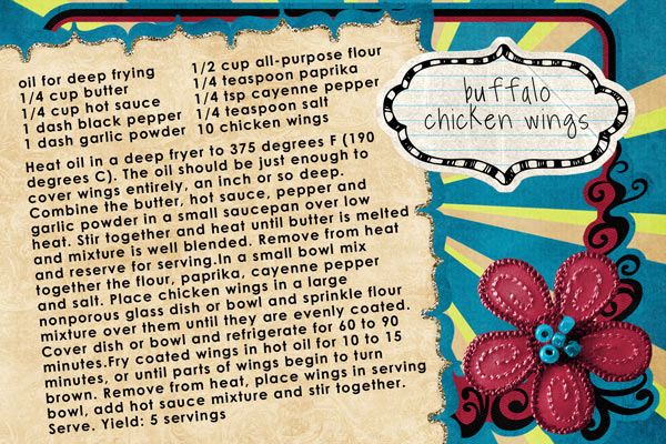 buffalo chicken wings recipe card